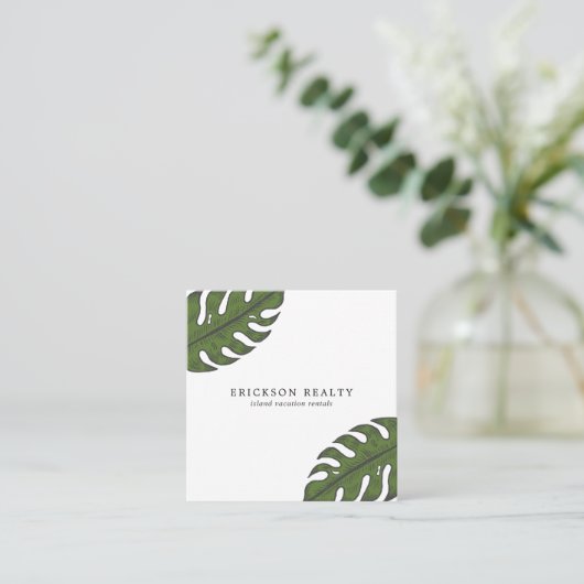 Eenvoudige palm verliest moderne tropische vierkante visitekaartje (Staand voorkant)