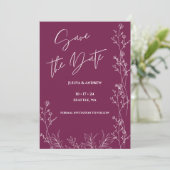 Eenvoudige Pansy Paarse script huwelijksaankondigi Save The Date (Staand voorkant)