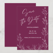 Eenvoudige Pansy Paarse script huwelijksaankondigi Save The Date (Voorkant / Achterkant)
