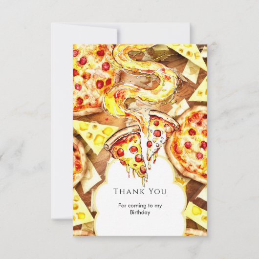 Eenvoudige Partypizza Verjaardag Bedankkaart (Voorkant)
