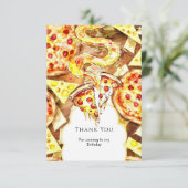 Eenvoudige Partypizza Verjaardag Bedankkaart (Staand voorkant)