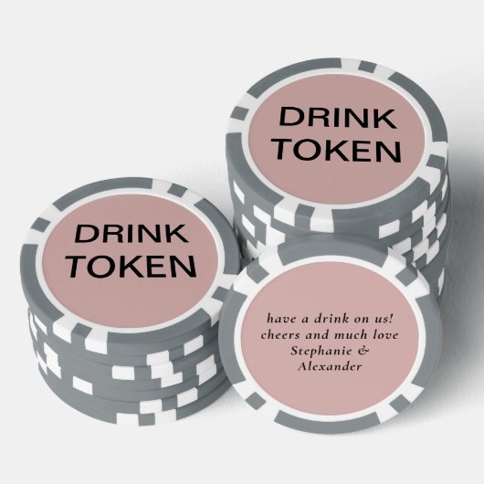 Eenvoudige Pas getrouwd Bruiloft Drink Token Dusty (Opstapeling)