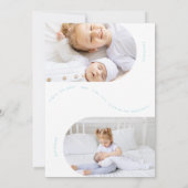 Eenvoudige pasgeboren boog foto collage baby blauw aankondiging (Achterkant)