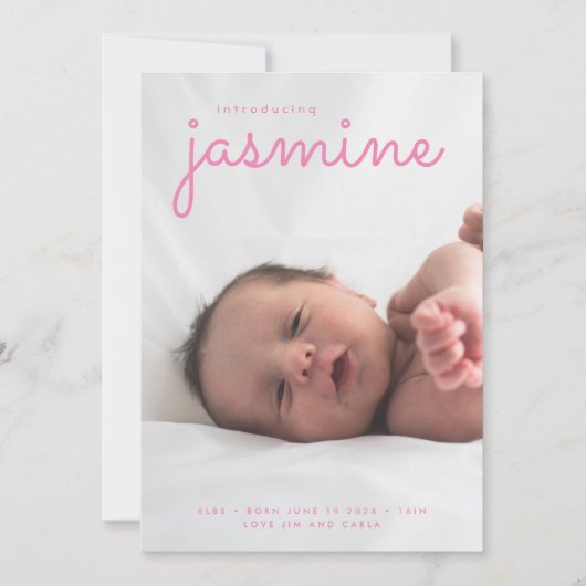 eenvoudige pasgeboren fotocollage geboorteaankondi aankondiging (Voorkant)
