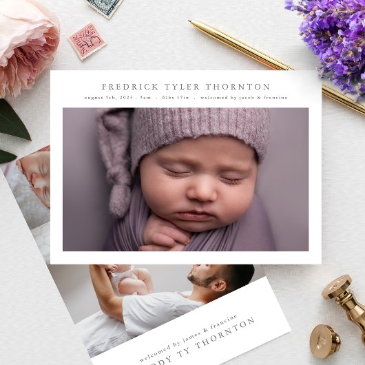 Eenvoudige pasgeborene foto collage geboorte aanko aankondiging