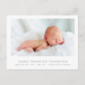 Eenvoudige pasgeborene foto geboorte aankondiging briefkaart (Voorkant)