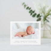 Eenvoudige pasgeborene foto geboorte aankondiging briefkaart (Staand voorkant)