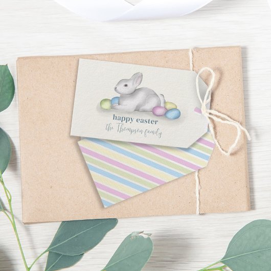 Eenvoudige pasta Happy Paast Bunny Cute Classic Cadeaulabel