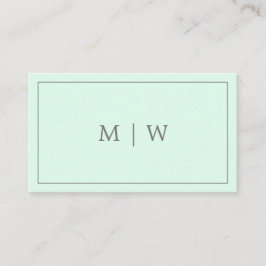 Eenvoudige pasta Mint Green Two Initiaal Monogram  Visitekaartje