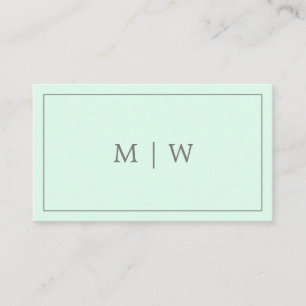 Eenvoudige pasta Mint Green Two Initiaal Monogram  Visitekaartje
