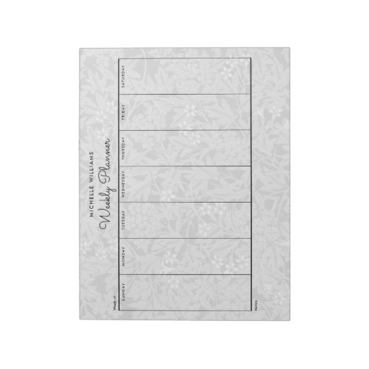 Eenvoudige pasteelgrijze weekblad notitieblok (Linkerzijde)