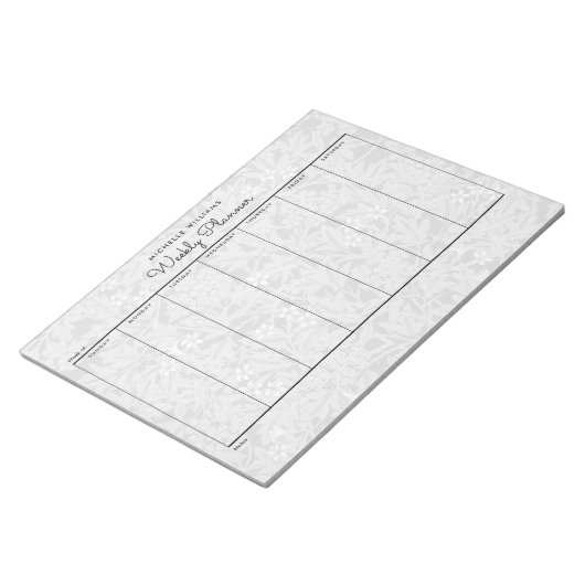 Eenvoudige pasteelgrijze weekblad notitieblok (Schuin)