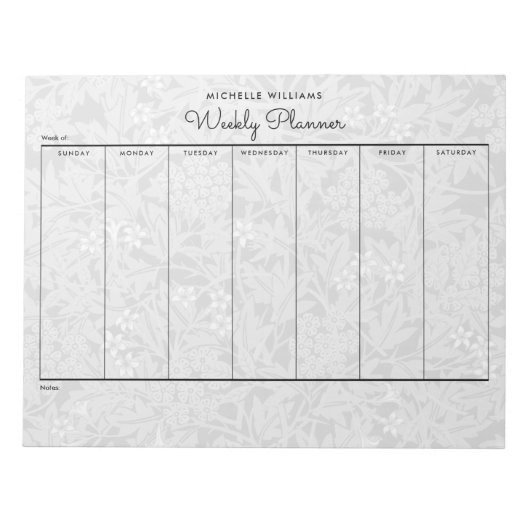 Eenvoudige pasteelgrijze weekblad notitieblok (Voorkant)