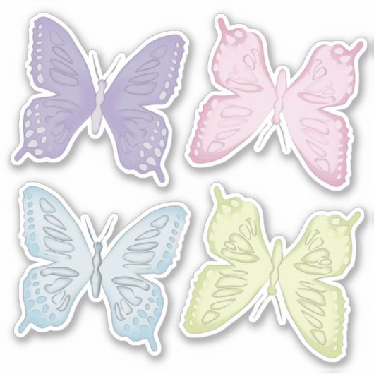 Eenvoudige pasteelkleuren minimalistische vlinders sticker (Voorkant)
