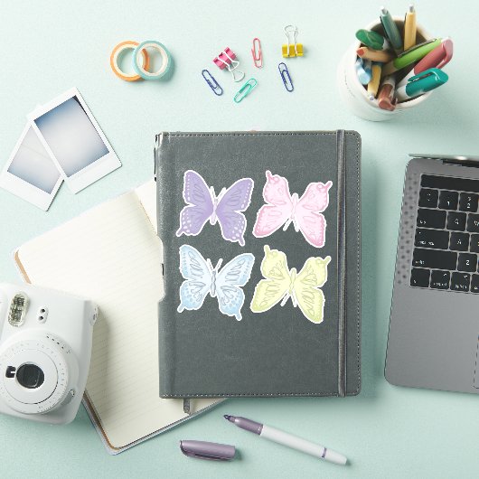 Eenvoudige pasteelkleuren minimalistische vlinders sticker (iPad Cover)