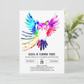 Eenvoudige Pastel Digitale Uil Verjaardag Kaart (Staand voorkant)