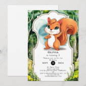 Eenvoudige pastel eekhoorn verjaardag kaart (Voorkant / Achterkant)