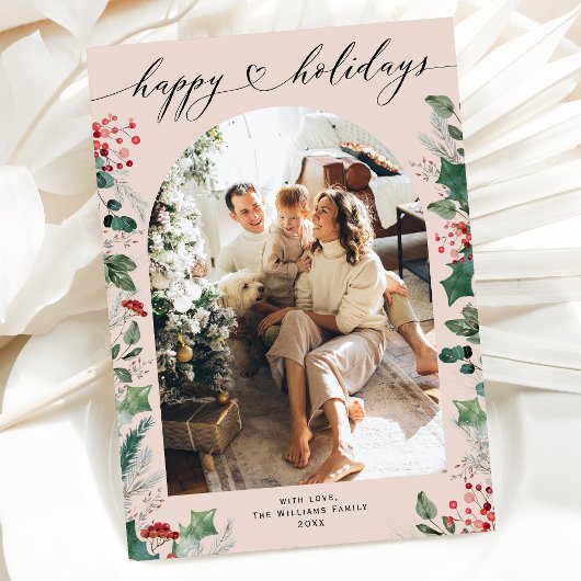 Eenvoudige Pastel Foto Vakantiekaart met Bericht  Feestdagenkaart