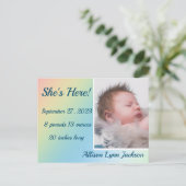Eenvoudige Pastel Gradient Geboorte Aankondiging Briefkaart (Staand voorkant)