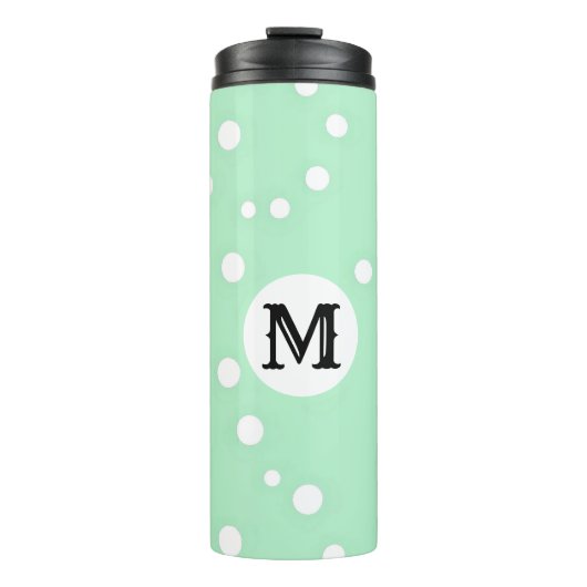 EENVOUDIGE PASTEL GROEN MONOGRAMMEN THERMOSBEKER (Voorkant)