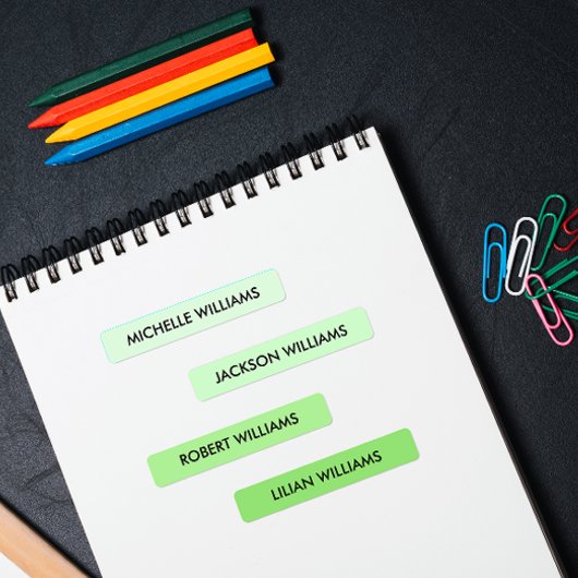 Eenvoudige pastel groen palet Kinder naam Labels