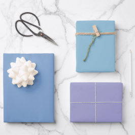 Eenvoudige Pastel Hemel Bel Blauwe Tinten 3 Tones Inpakpapier Vel