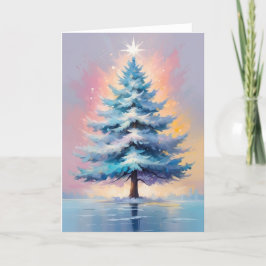 Eenvoudige Pastel Kerst met Paarse Roze Sinaasappe Feestdagen Kaart