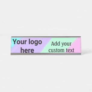 Eenvoudige pastel kleur voeg uw logo aangepaste te bureau naambordje
