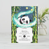 Eenvoudige pastel magische panda verjaardag kaart (Staand voorkant)