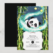 Eenvoudige pastel magische panda verjaardag kaart (Voorkant / Achterkant)