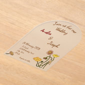 Eenvoudige Pastel Minimal Poppy Waterverf bruiloft Acryl Uitnodigingen (Laagn)