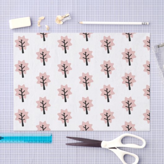 Eenvoudige 'Pastel Pink Tree'-patroonfeestdag Tissuepapier (Craft)