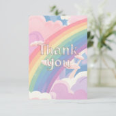Eenvoudige Pastel Regenboog en Wolken Bedankkaart (Staand voorkant)
