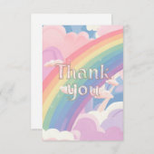 Eenvoudige Pastel Regenboog en Wolken Bedankkaart (Voorkant / Achterkant)