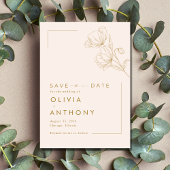 Eenvoudige Pastel Roze Goud Bloemen Foto Bruiloft Save The Date