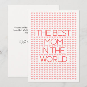Eenvoudige Pastel Roze Harten Typografie Moederdag Kaart