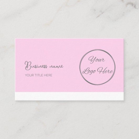 Eenvoudige pastel roze QR-code vrouwelijk Visitekaartje (Voorkant)