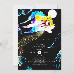 Eenvoudige pastel tijger verjaardag kaart