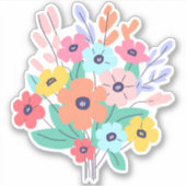 Eenvoudige Pastel Wildbloemen Waterdicht Sticker (Voorkant)