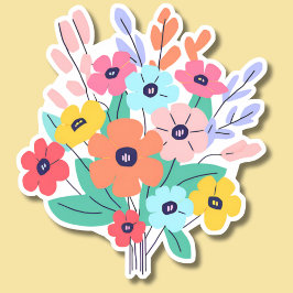 Eenvoudige Pastel Wildbloemen Waterdicht Sticker