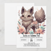Eenvoudige Pastel Wolf Digitale Verjaardag Kaart (Voorkant / Achterkant)