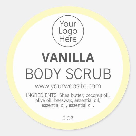 Eenvoudige pastelgele rand vanille Logo labels (Voorkant)