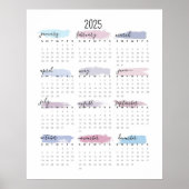 Eenvoudige pastelkalender 2025 poster (Voorkant)