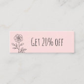 Eenvoudige pastelroze florale trendkorting mini visitekaartje (Voorkant)