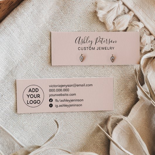 Eenvoudige pastelroze stompjes oorscherm mini visitekaartjes