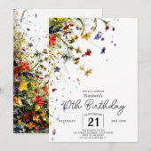 Eenvoudige Pastels Wildbloemen 40e verjaardag Kaart (Voorkant / Achterkant)