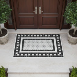 Eenvoudige Patroon Zwart-wit Tegel Ontwerp Deurmat