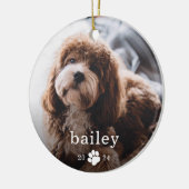 Eenvoudige Paw Print Hond Foto Kerstmis Keramisch Ornament (Links)