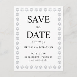 Eenvoudige Paw Prints Trouwen Save the Date Uitnod Briefkaart