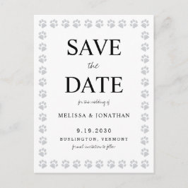 Eenvoudige Paw Prints Trouwen Save the Date Uitnod Briefkaart